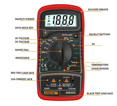 Aneng Multimeter Current Meter Multitester Voltage Current Portable high-precision digital display universal strap