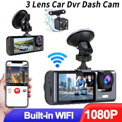 Dash Camera 3 Lens DVR Dash Camera Full HD 1080P WIFI 2Inch Screen Driving Recorder