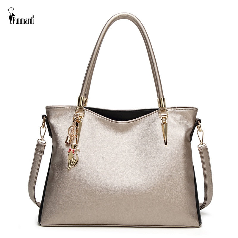 FUNMARDI Luxury Handbags PU Leather Women Bags Designer Brand Top-Handle Bag High Capacity Lady Shoulder Bag Crossbody Bags