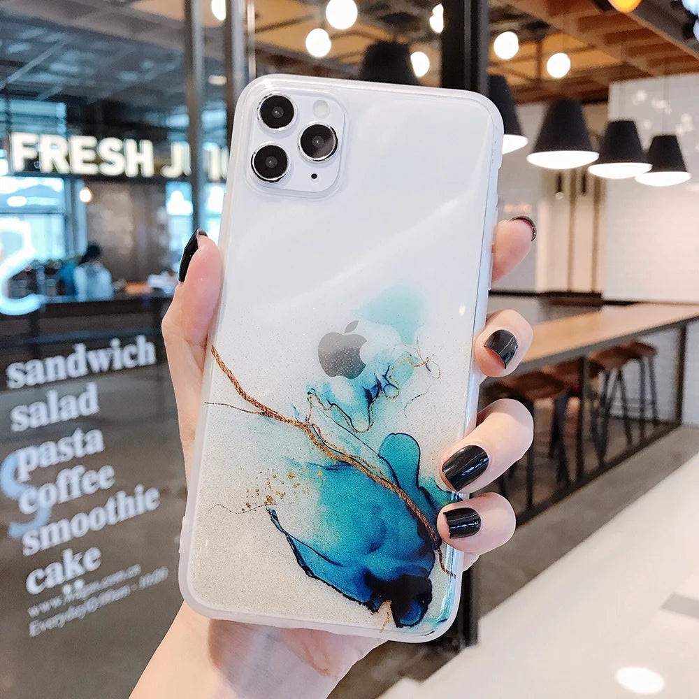 Vintage Colorful Marble Phone Case For iPhone 12 11 Pro Max