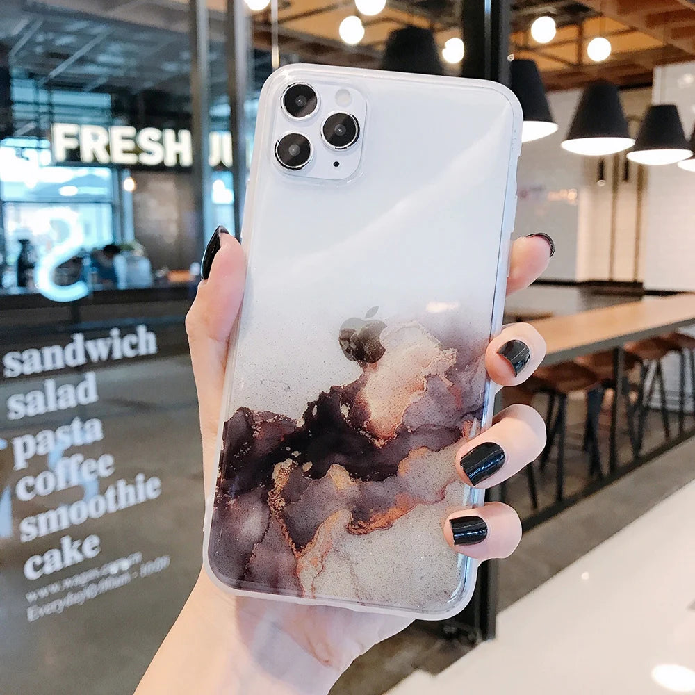 Vintage Colorful Marble Phone Case For iPhone 12 11 Pro Max