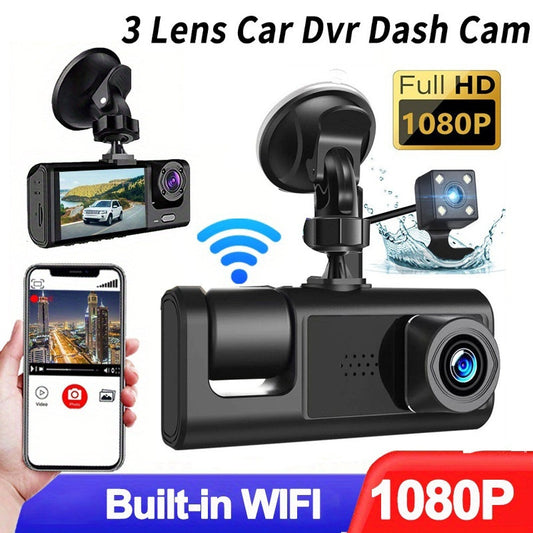 Dash Camera 3 Lens DVR Dash Camera Full HD 1080P WIFI 2Inch Screen Driving Recorder